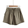Shorts - Casual Cotton Linen Shorts Women Home High Waist Shorts Women Shorts