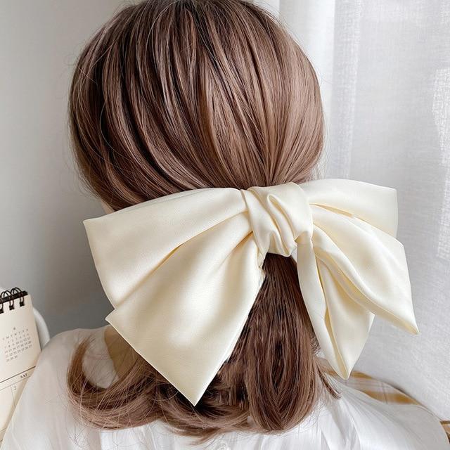 Silk Big Bow Hairpin Hair Clip Hair Accessories For Women In Many Colors-Hair Accessories-Arimonz-beige-Arimonz