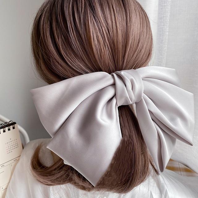 Silk Big Bow Hairpin Hair Clip Hair Accessories For Women In Many Colors-Hair Accessories-Arimonz-gray-Arimonz