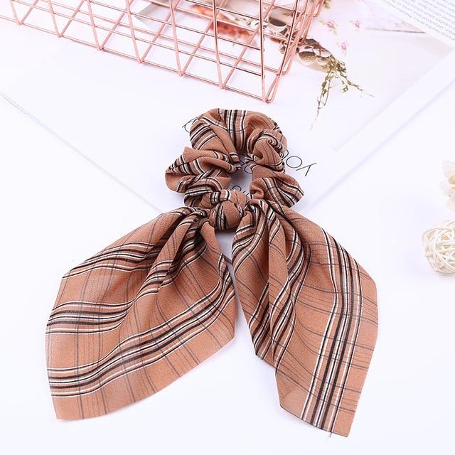 Silk Hair Scrunchies-Hair Accessories-Arimonz-Brown Stripes-Arimonz