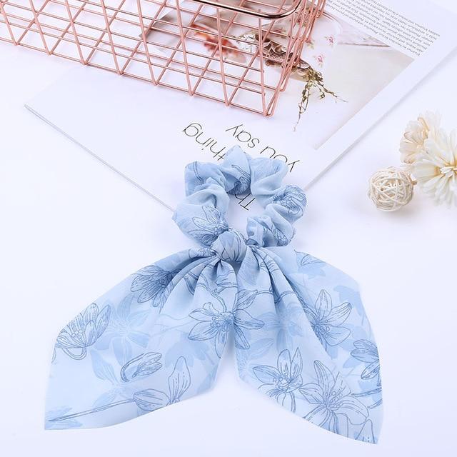 Silk Hair Scrunchies-Hair Accessories-Arimonz-Cream Blue-Arimonz