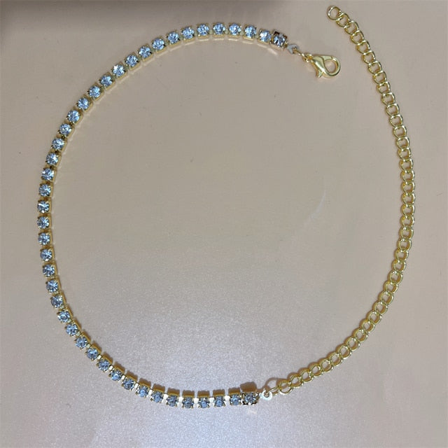 Silver Stretchy Rows Anklet Ankle Chain Rhinestones Foot Jewelry-Jewelries-Arimonz-1 Gold-Arimonz