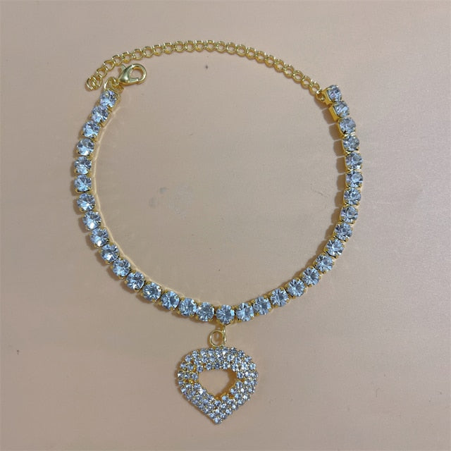 Silver Stretchy Rows Anklet Ankle Chain Rhinestones Foot Jewelry-Jewelries-Arimonz-2 Gold-Arimonz