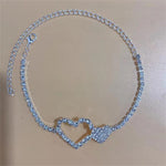 Silver Stretchy Rows Anklet Ankle Chain Rhinestones Foot Jewelry-Jewelries-Arimonz-Arimonz