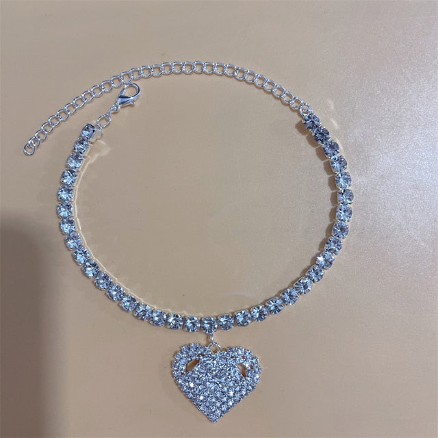 Silver Stretchy Rows Anklet Ankle Chain Rhinestones Foot Jewelry-Jewelries-Arimonz-3 Silver-Arimonz