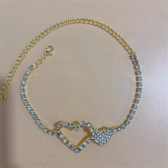 Silver Stretchy Rows Anklet Ankle Chain Rhinestones Foot Jewelry-Jewelries-Arimonz-8 Gold-Arimonz