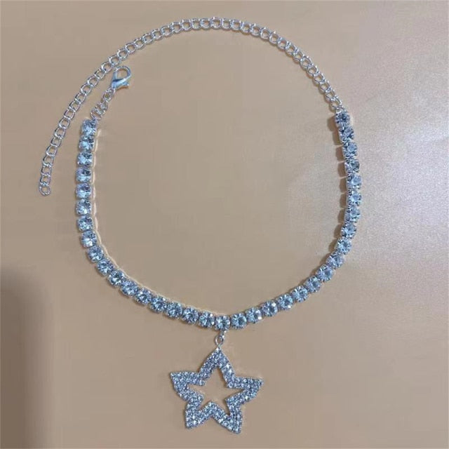 Silver Stretchy Rows Anklet Ankle Chain Rhinestones Foot Jewelry-Jewelries-Arimonz-9 Silver-Arimonz
