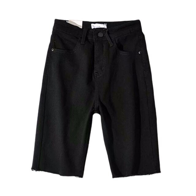 Skinny High Waist Shorts Jeans Push Up Shorts Women Denim Plus Size-Denim Shorts-Arimonz-Black-25-Arimonz