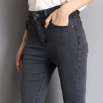 Skinny Jeans - Jeans For Women Mom Jeans Woman High Elastic Stretch Jeans Washed Denim Pants