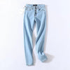 Skinny Jeans - Vintage Skinny Four Buttons High Waist Pencil Jeans Slim Fit Denim