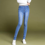 Skinny Jeans Women Casual High Waist Jeans Elastic Waist Pencil Pants-Skinny Jeans-Arimonz-Light blue-26-Arimonz