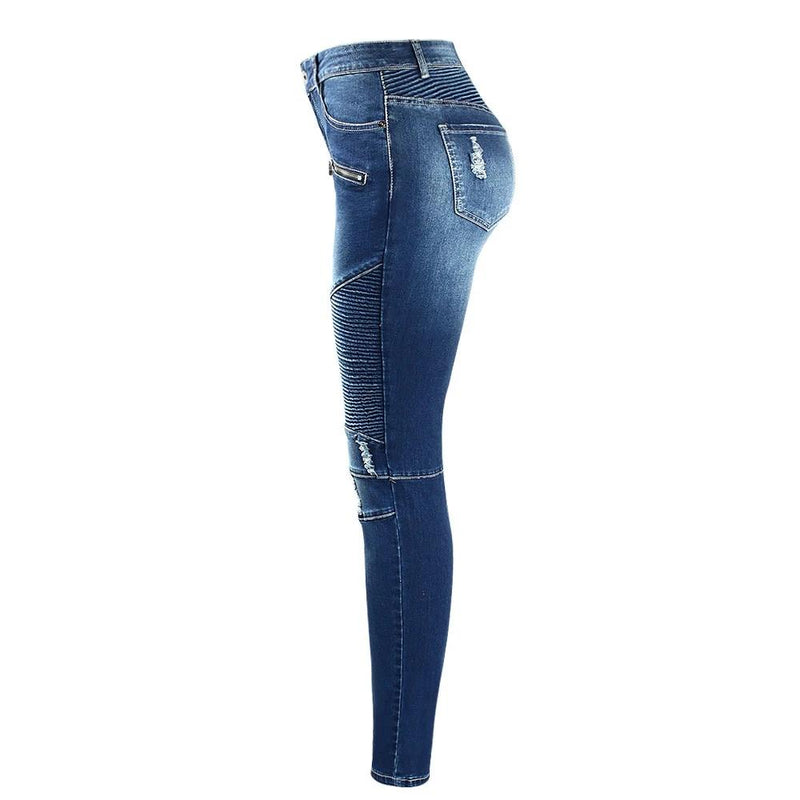 Skinny Jeans - Zipper Mid High Waist Skinny Jean