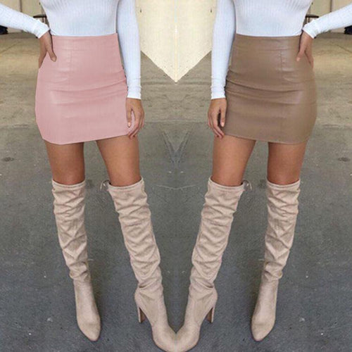 Skirts - Bandage Leather Skirt