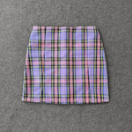 Skirts - Plaid Pencil Skirts Women's High Waist Mini Skirts Lining With Shorts