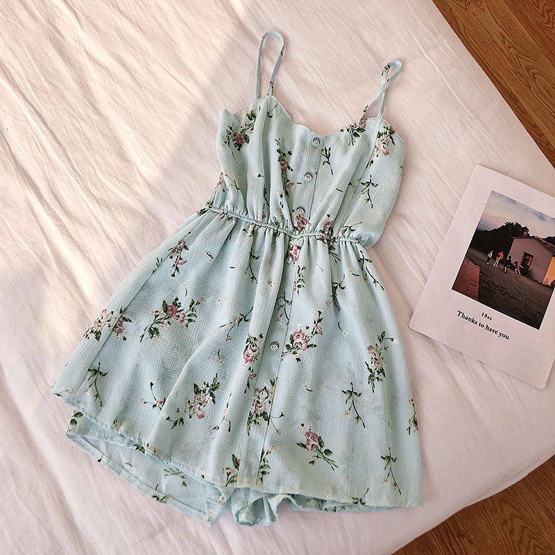 Sleeveless Floral Women Jumpsuits Beach Wide Leg Overalls Playsuits-Casual Jumpsuits & Rompers-Arimonz-Arimonz