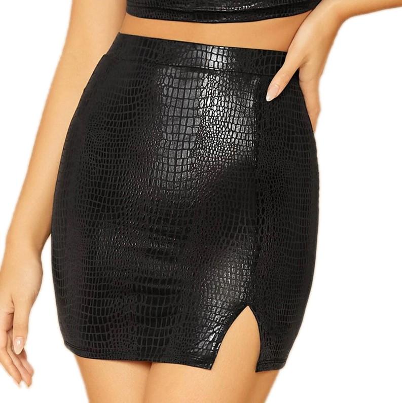 Snake Embossed Skirt-Skirts-Arimonz-Arimonz