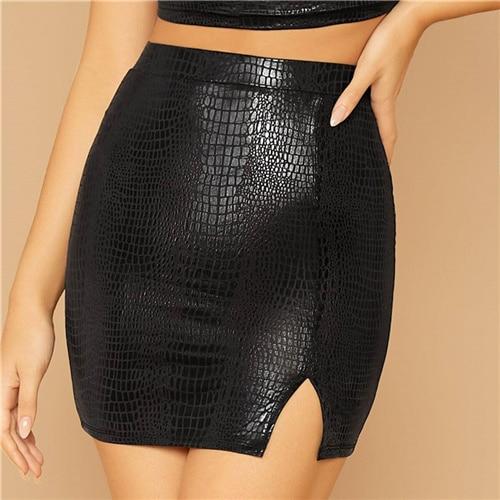 Snake Embossed Skirt-Skirts-Arimonz-Arimonz