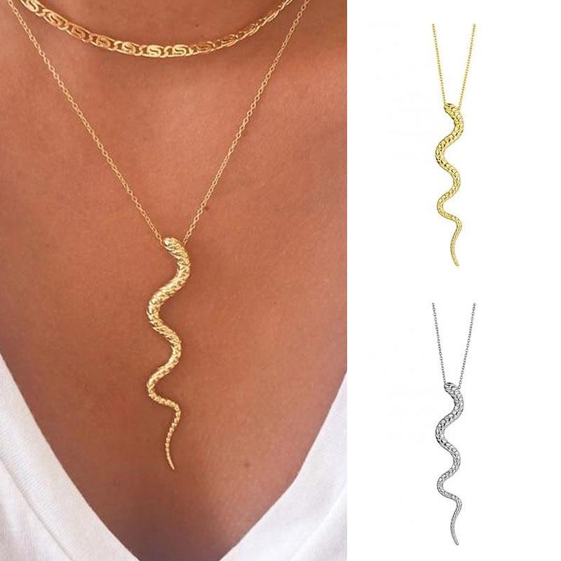 Snake Shaped Clavicle Necklace for Women Pendant Necklace-Necklaces-Arimonz-Arimonz