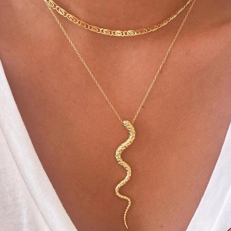 Snake Shaped Clavicle Necklace for Women Pendant Necklace-Necklaces-Arimonz-Arimonz