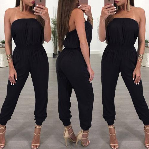 Solid Black Off The Shoulder Tube Jumpsuit-Casual Jumpsuits & Rompers-Arimonz-Arimonz