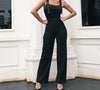Solid Black Skinny Sleeveless Wide Leg Jumpsuit-Casual Jumpsuits & Rompers-Arimonz-Arimonz