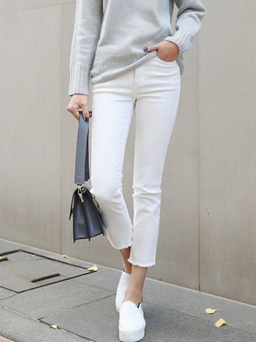 Solid Color Jeans Women Straight Leg Fashion Cozy Soft Denim Pants-Skinny Jeans-Arimonz-Arimonz