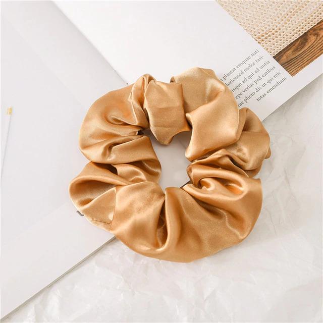 Solid Color Silk Scrunchie-Hair Accessories-Arimonz-Light Coffee-Arimonz