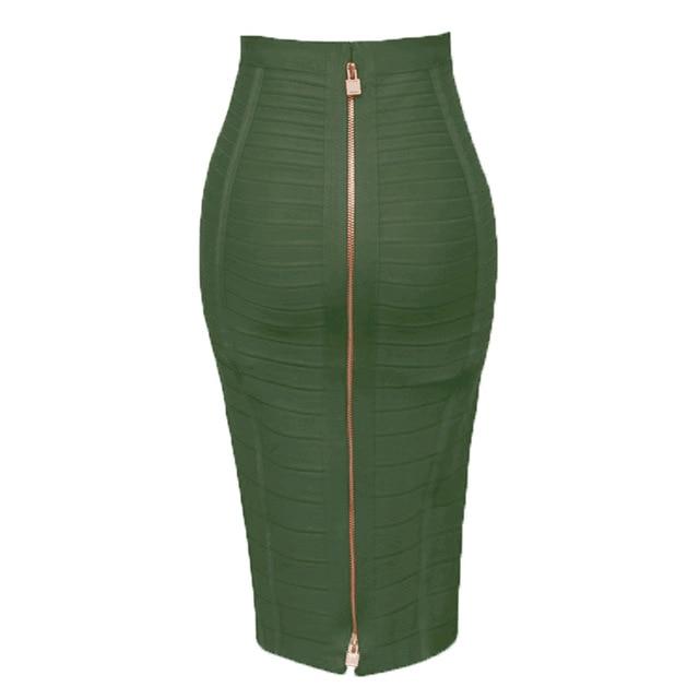 Solid Zipper Bandage Skirt-Skirts-Arimonz-Army Green-XS-Arimonz