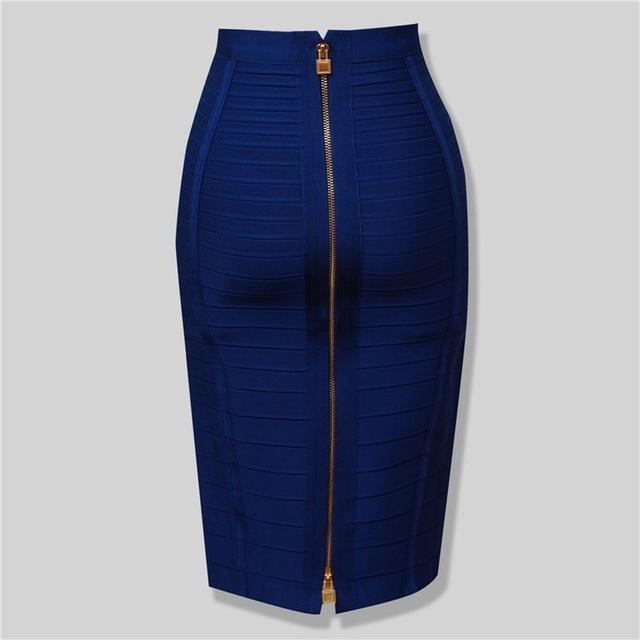 Solid Zipper Bandage Skirt-Skirts-Arimonz-Blue-XS-Arimonz