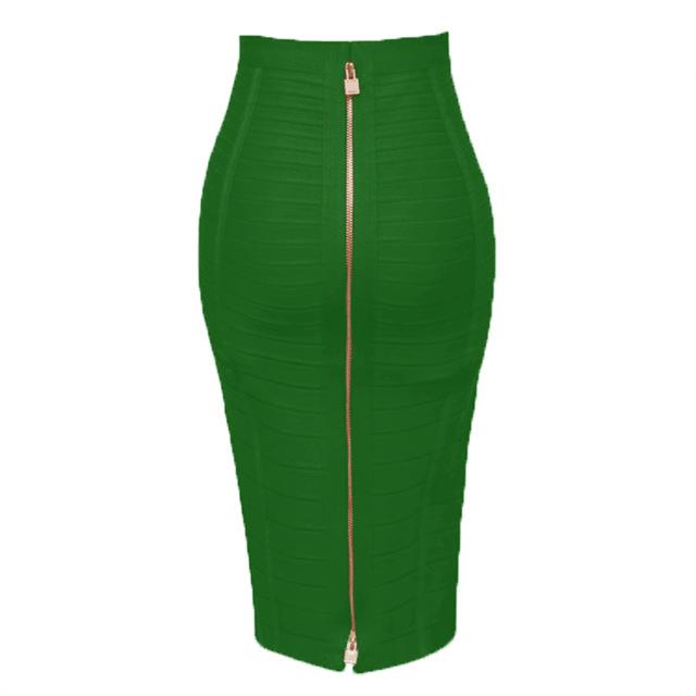 Solid Zipper Bandage Skirt-Skirts-Arimonz-Green-XS-Arimonz