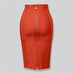 Solid Zipper Bandage Skirt-Skirts-Arimonz-Orange-XS-Arimonz