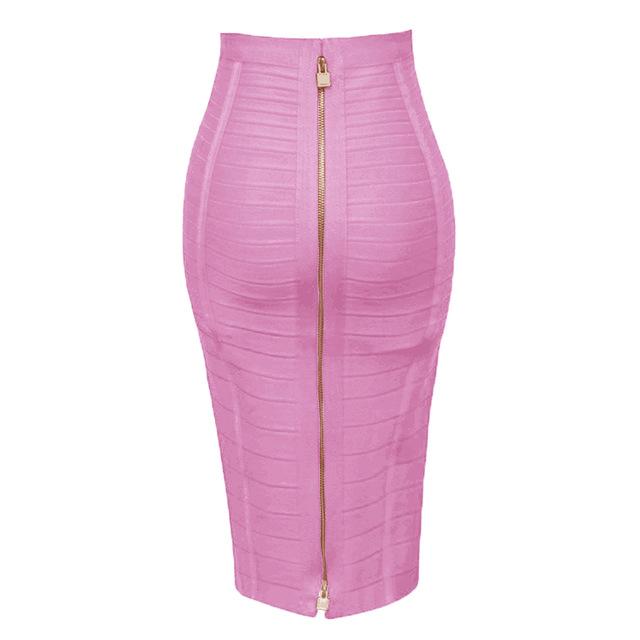 Solid Zipper Bandage Skirt-Skirts-Arimonz-Pink-XS-Arimonz