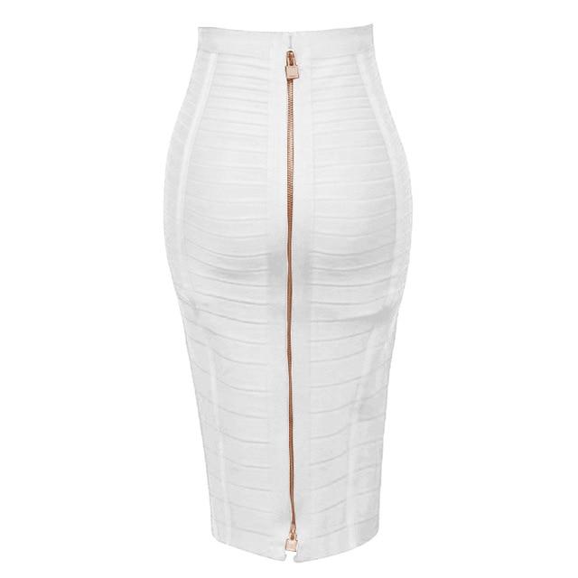 Solid Zipper Bandage Skirt-Skirts-Arimonz-White-XS-Arimonz