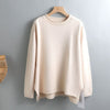 Splitside Oversize Thick Sweater Women Turtleneck Sweater Pullover-Pullovers-Arimonz-Round Neck Coffee-Arimonz