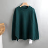 Splitside Oversize Thick Sweater Women Turtleneck Sweater Pullover-Pullovers-Arimonz-Round Neck Green-Arimonz