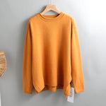 Splitside Oversize Thick Sweater Women Turtleneck Sweater Pullover-Pullovers-Arimonz-Round Neck Orange-Arimonz