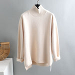 Splitside Oversize Thick Sweater Women Turtleneck Sweater Pullover-Pullovers-Arimonz-Turtle Neck Beige-Arimonz