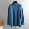 Splitside Oversize Thick Sweater Women Turtleneck Sweater Pullover-Pullovers-Arimonz-Turtle Neck Blue-Arimonz
