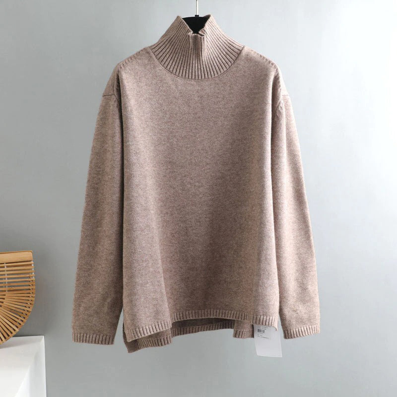 Splitside Oversize Thick Sweater Women Turtleneck Sweater Pullover-Pullovers-Arimonz-Turtle Neck Coffee-Arimonz