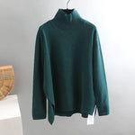 Splitside Oversize Thick Sweater Women Turtleneck Sweater Pullover-Pullovers-Arimonz-Turtle Neck Green-Arimonz