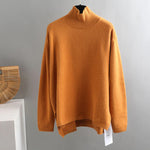 Splitside Oversize Thick Sweater Women Turtleneck Sweater Pullover-Pullovers-Arimonz-Turtle Neck Orange-Arimonz