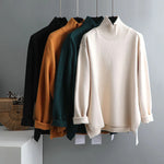 Splitside Oversize Thick Sweater Women Turtleneck Sweater Pullover-Pullovers-Arimonz-Arimonz