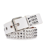 Square Bead Rivet Belt Metal Pyramid Straps Women Waist Belts-Belts-Arimonz-white-Arimonz