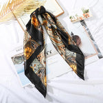 Square Head Scarves Print Bandanas Women Turban Headband Hair Band-Hair Accessories-Arimonz-Black Gold-Arimonz