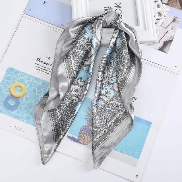 Square Head Scarves Print Bandanas Women Turban Headband Hair Band-Hair Accessories-Arimonz-Blue Light Gray-Arimonz
