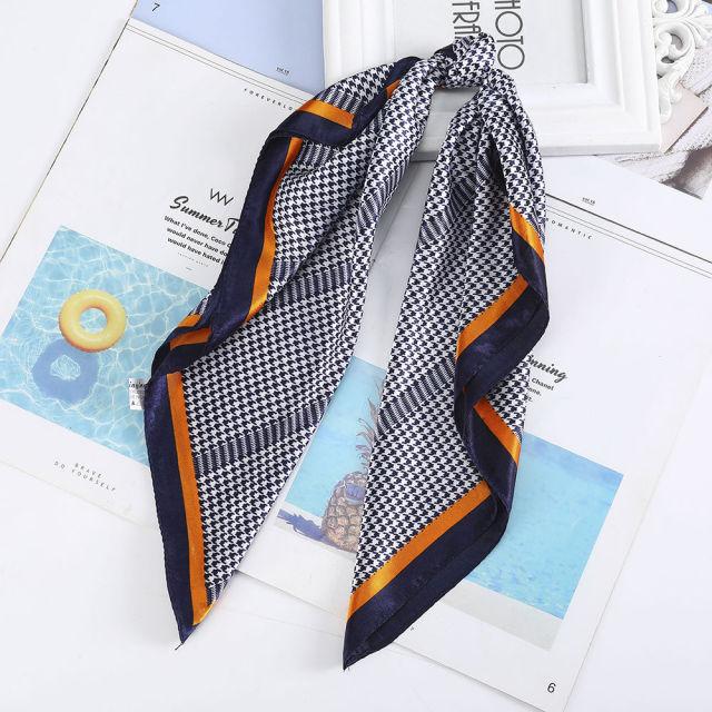 Square Head Scarves Print Bandanas Women Turban Headband Hair Band-Hair Accessories-Arimonz-Blue Yellow-Arimonz