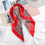 Square Head Scarves Print Bandanas Women Turban Headband Hair Band-Hair Accessories-Arimonz-Bright Red-Arimonz