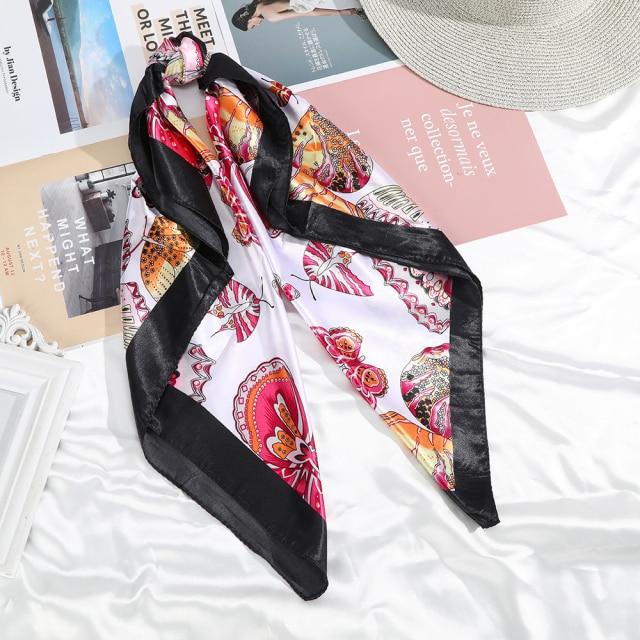 Square Head Scarves Print Bandanas Women Turban Headband Hair Band-Hair Accessories-Arimonz-Butterfly White-Arimonz