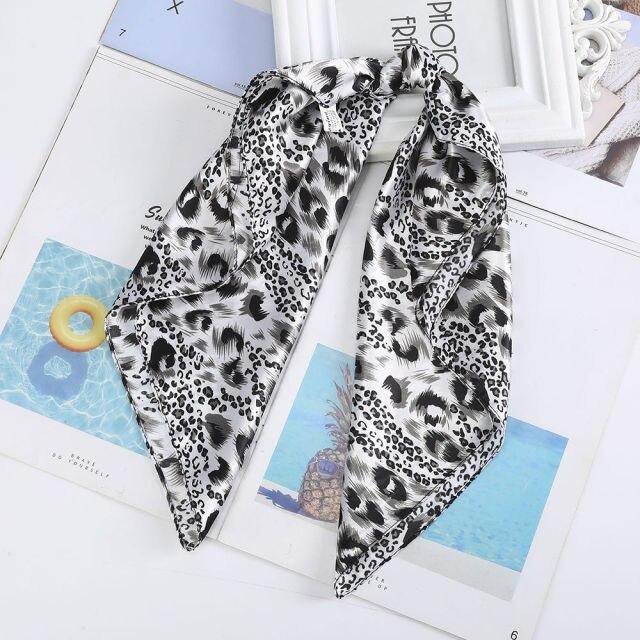Square Head Scarves Print Bandanas Women Turban Headband Hair Band-Hair Accessories-Arimonz-Cheetah Print Black-Arimonz