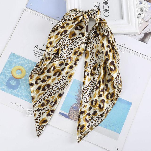 Square Head Scarves Print Bandanas Women Turban Headband Hair Band-Hair Accessories-Arimonz-Cheetah Print Yellow-Arimonz